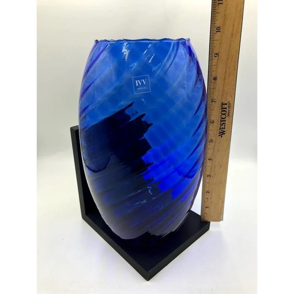 IVV Cobalt Blue Glass Vase Handmade in Italy
